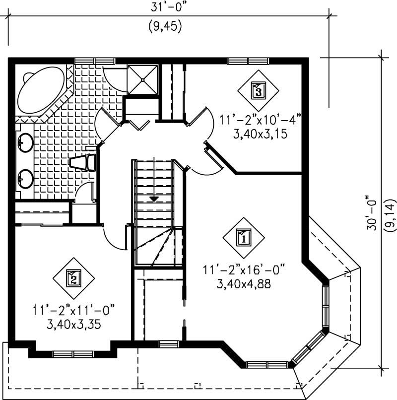 Floor Plan Second Story of Small House Plans #157-1209