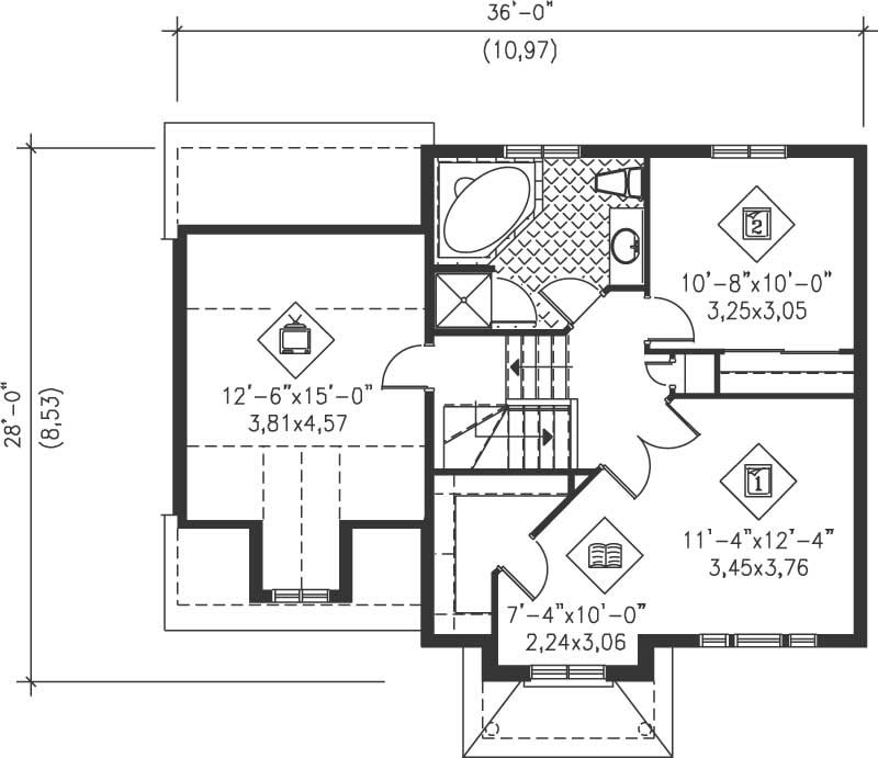 Floor Plan First Story of Ranch Plan #157-1232