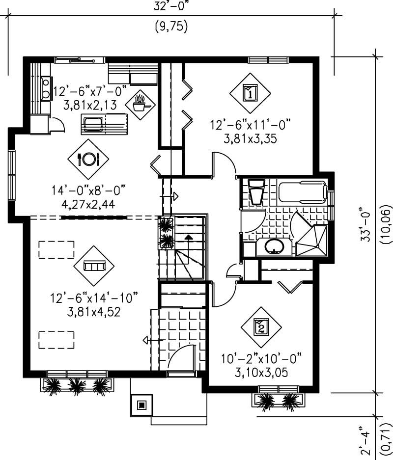 Floor Plan First Story of Craftsman Plan #157-1234
