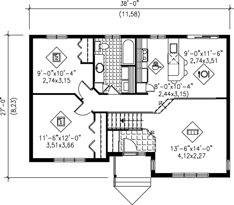 Floor Plan First Story of Ranch Plan #157-1235