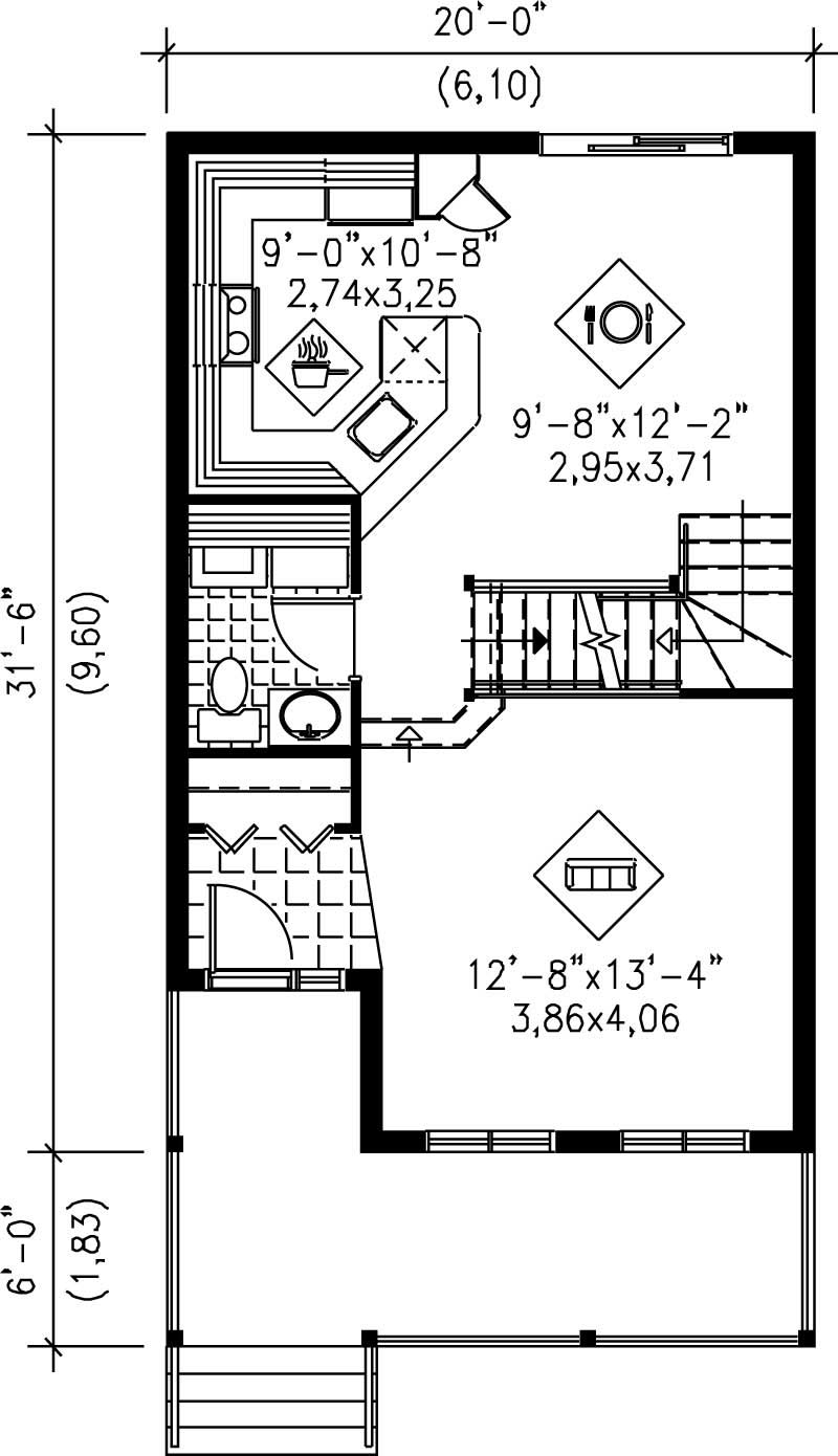 Floor Plan First Story of Country Plan #157-1241
