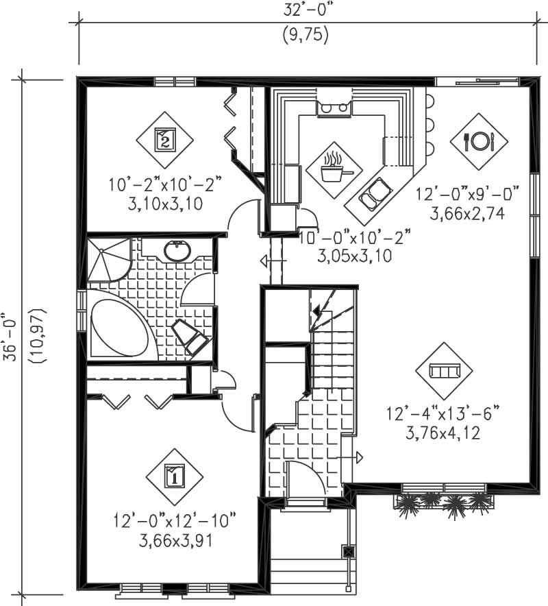 Floor Plan First Story of Craftsman Plan #157-1246