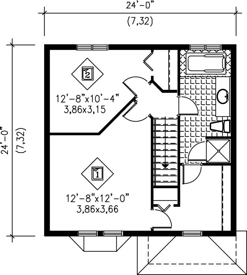 Floor Plan Second Story of Ranch Plan #157-1251