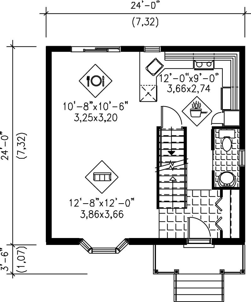 Floor Plan First Story of Ranch Plan #157-1251