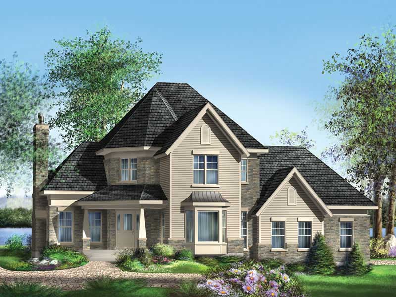 Front elevation of Victorian home (ThePlanCollection: House Plan #157-1257)