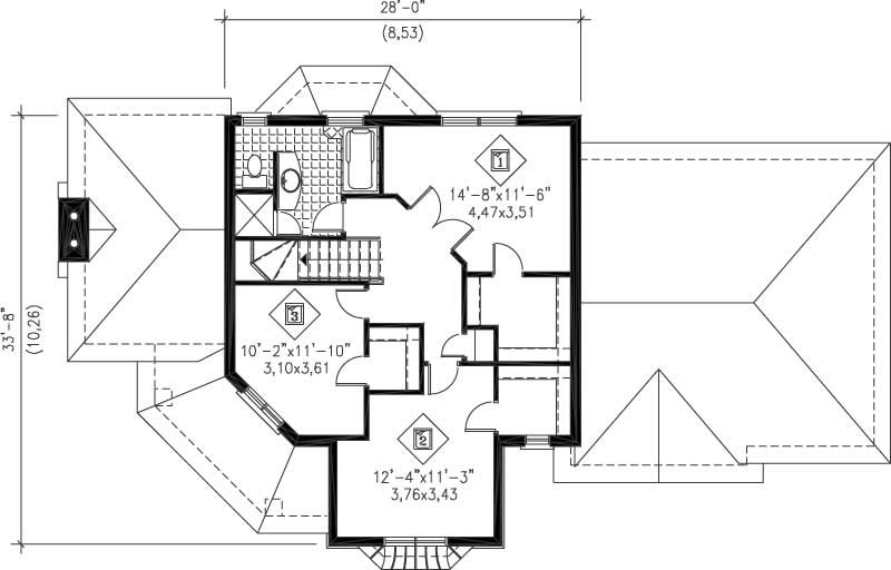 Floor Plan Second Story of Victorian Plan #157-1257