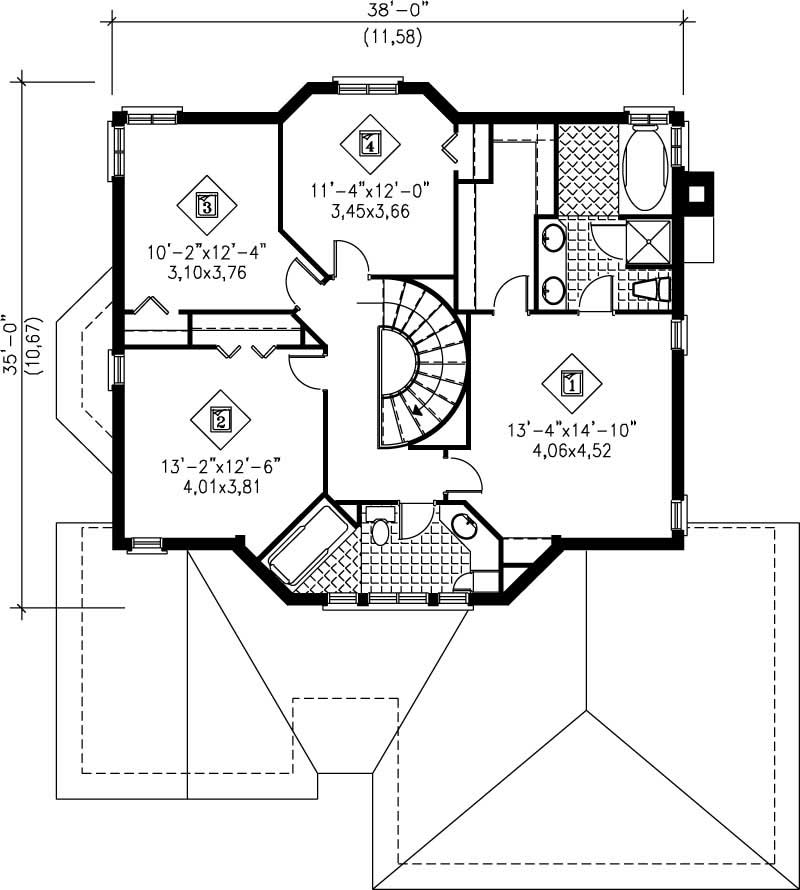 Floor Plan Second Story of Plan #157-1273