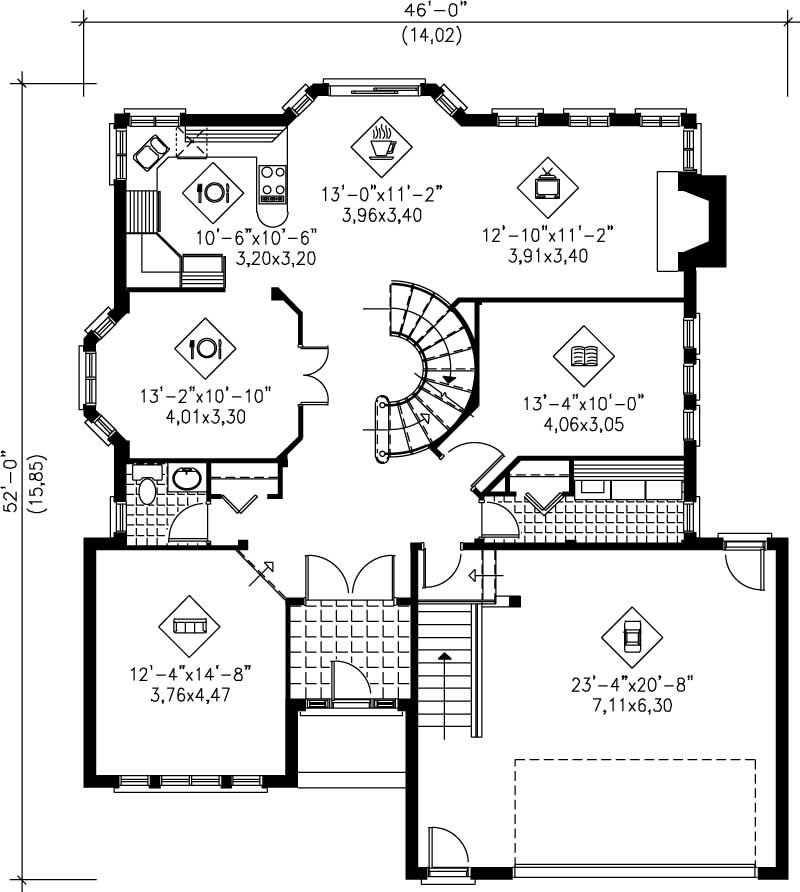 Floor Plan First Story of Plan #157-1273