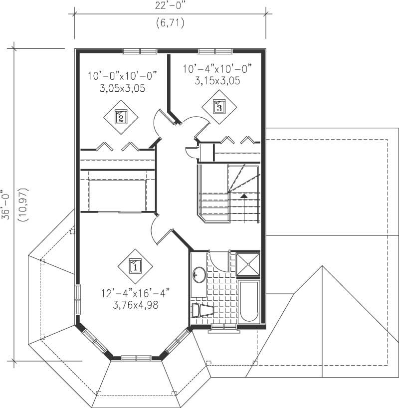 Floor Plan Second Story of Country Plan #157-1278
