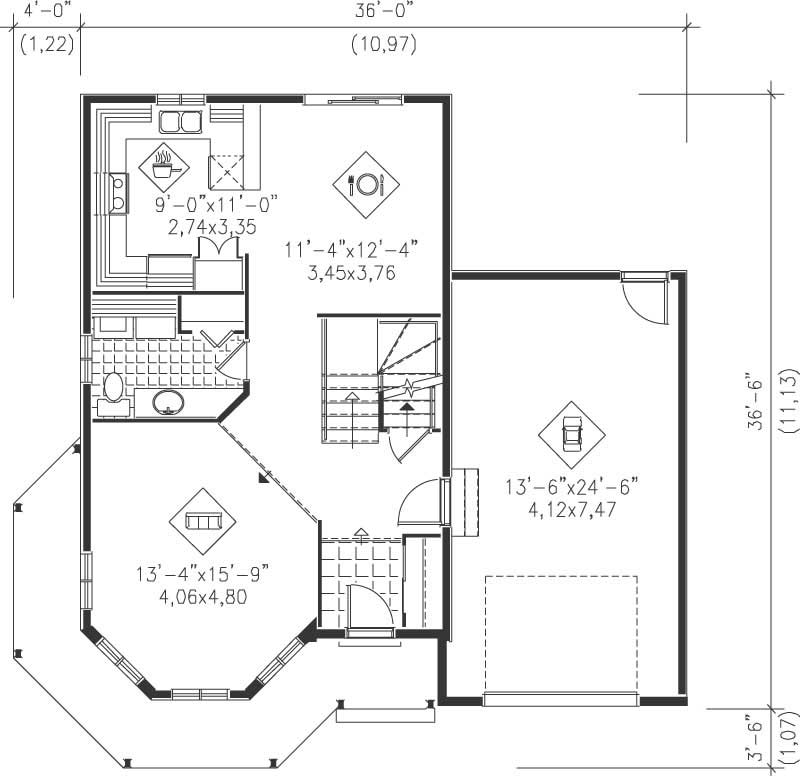 Floor Plan First Story of Country Plan #157-1278