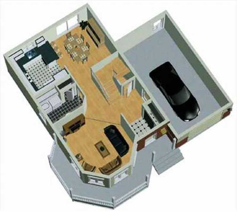 3D Floor Plan of this 3-Bedroom, 1496 Sq Ft Plan - 157-1278