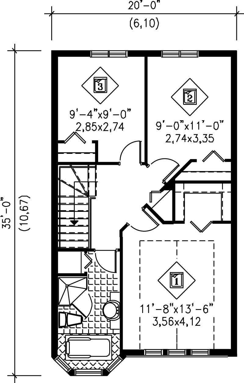 Floor Plan Second Story of Small House Plans #157-1279