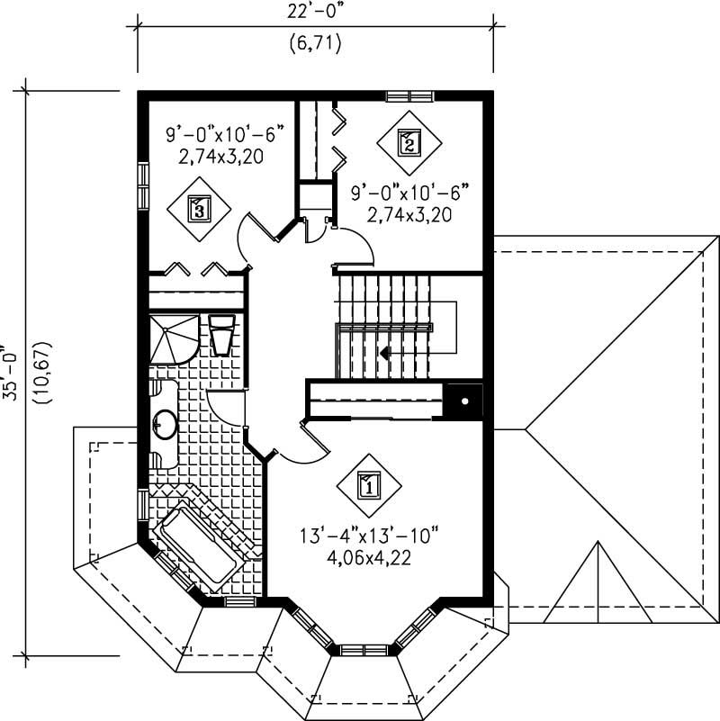 Floor Plan Second Story of Small House Plans #157-1282