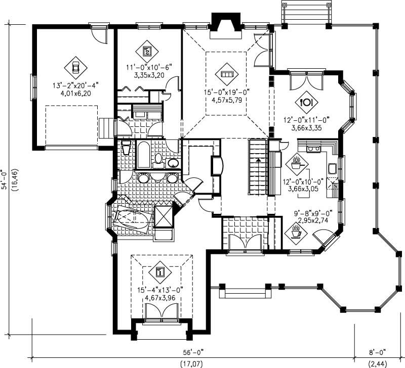 Floor Plan First Story of Plan #157-1283