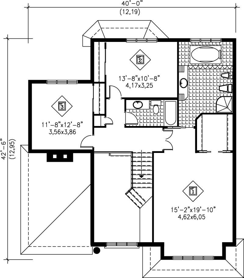 Floor Plan Second Story of Craftsman Plan #157-1292
