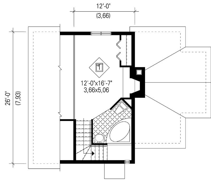 Floor Plan Second Story of Log Cabin Plan #157-1295
