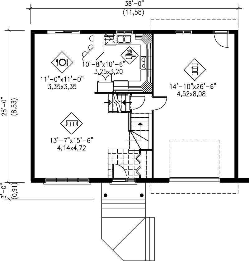 Floor Plan First Story of Craftsman Plan #157-1297