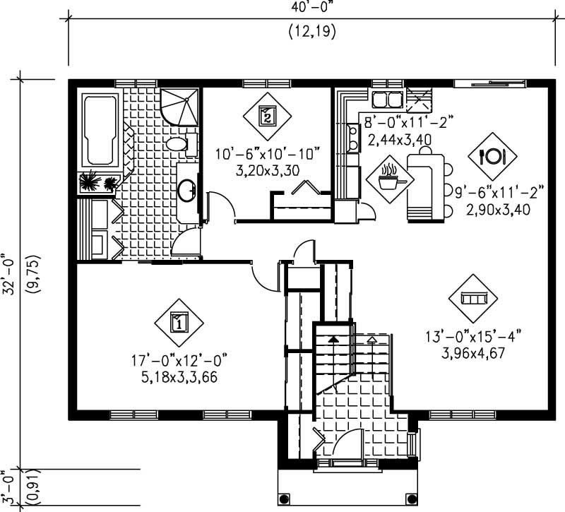 Floor Plan First Story of Ranch Plan #157-1299