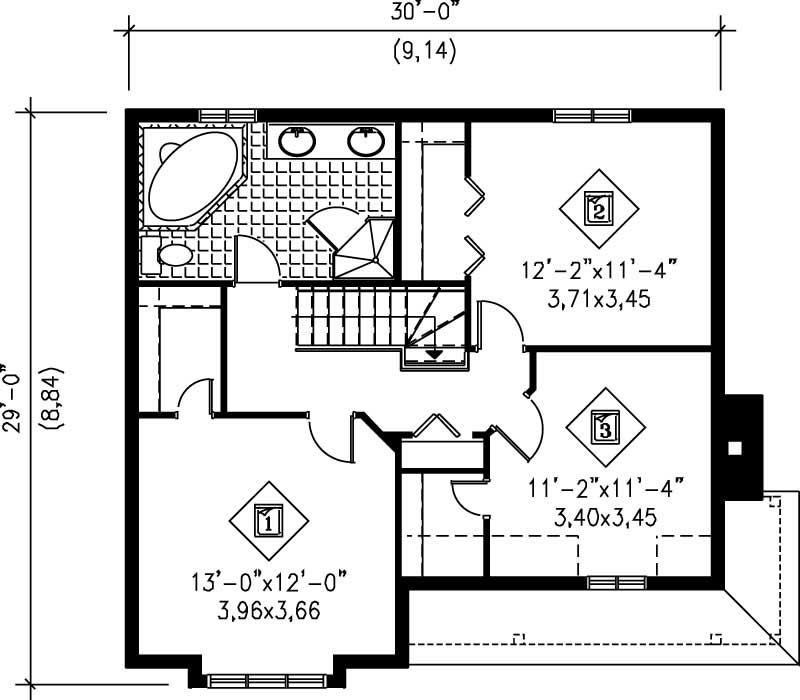 Floor Plan Second Story of Ranch Plan #157-1309