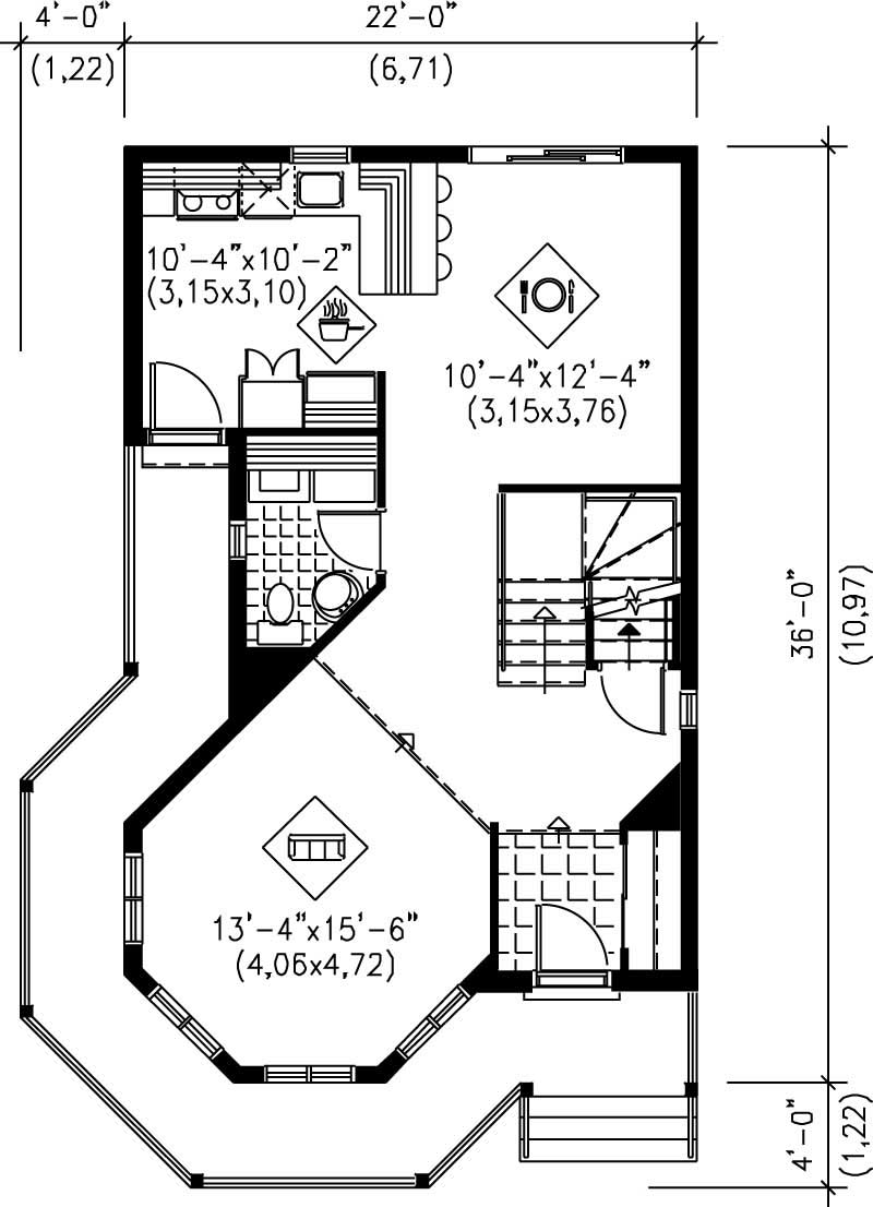 Floor Plan First Story of Small House Plans #157-1310