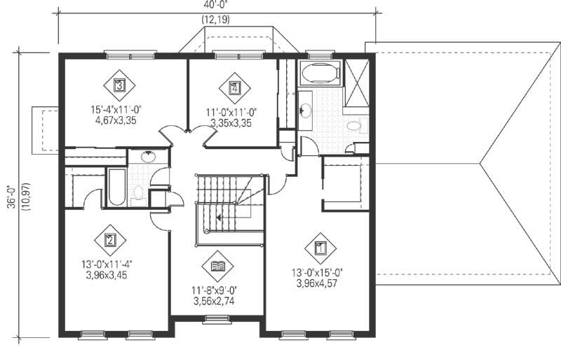 Floor Plan Second Story of Luxury Plan #157-1315
