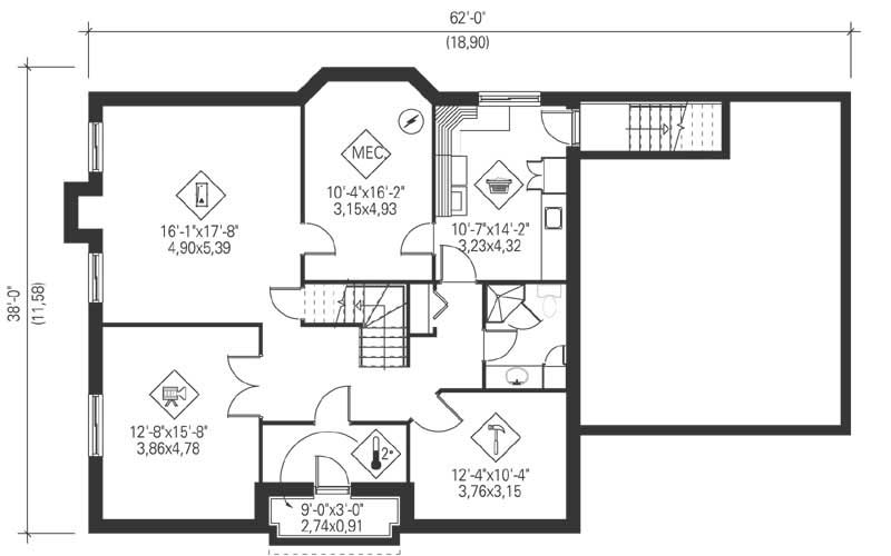Floor Plan Basement of Luxury Plan #157-1315