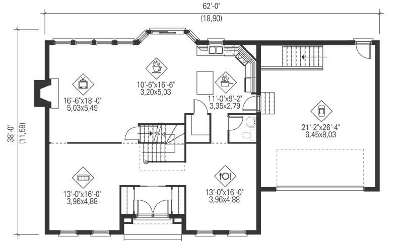 Floor Plan First Story of Luxury Plan #157-1315
