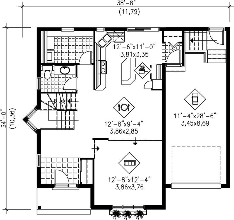 Floor Plan First Story of Craftsman Plan #157-1324