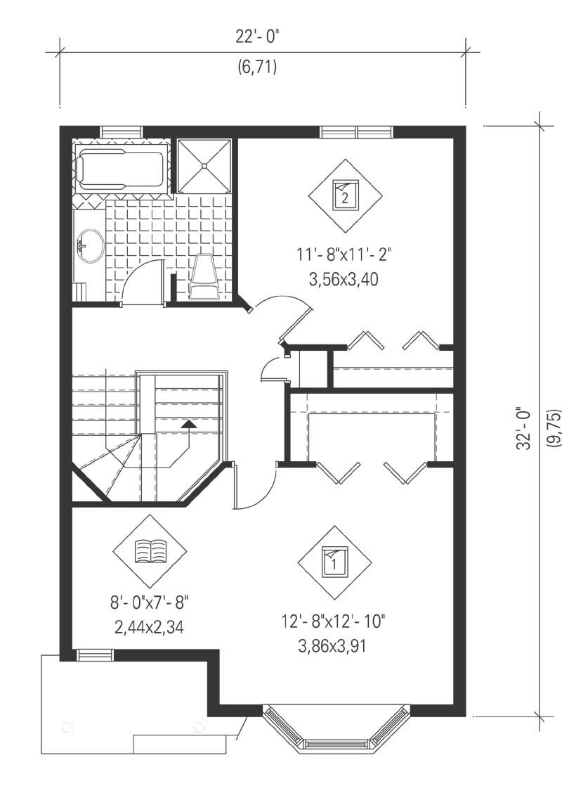 Floor Plan Second Story of Ranch Plan #157-1327
