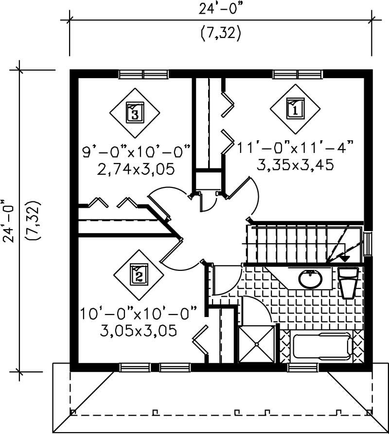 Floor Plan Second Story of Ranch Plan #157-1328