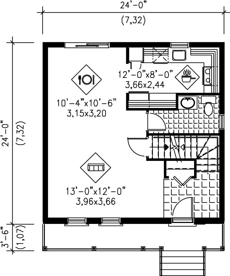 Floor Plan First Story of Ranch Plan #157-1328
