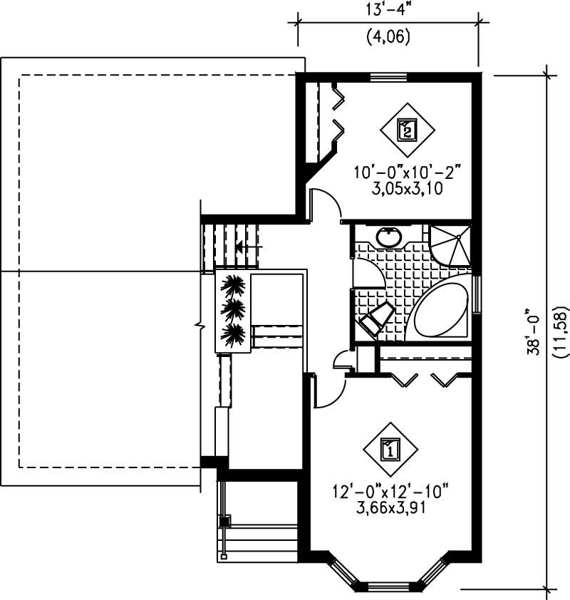 Floor Plan Second Story of Craftsman Plan #157-1330