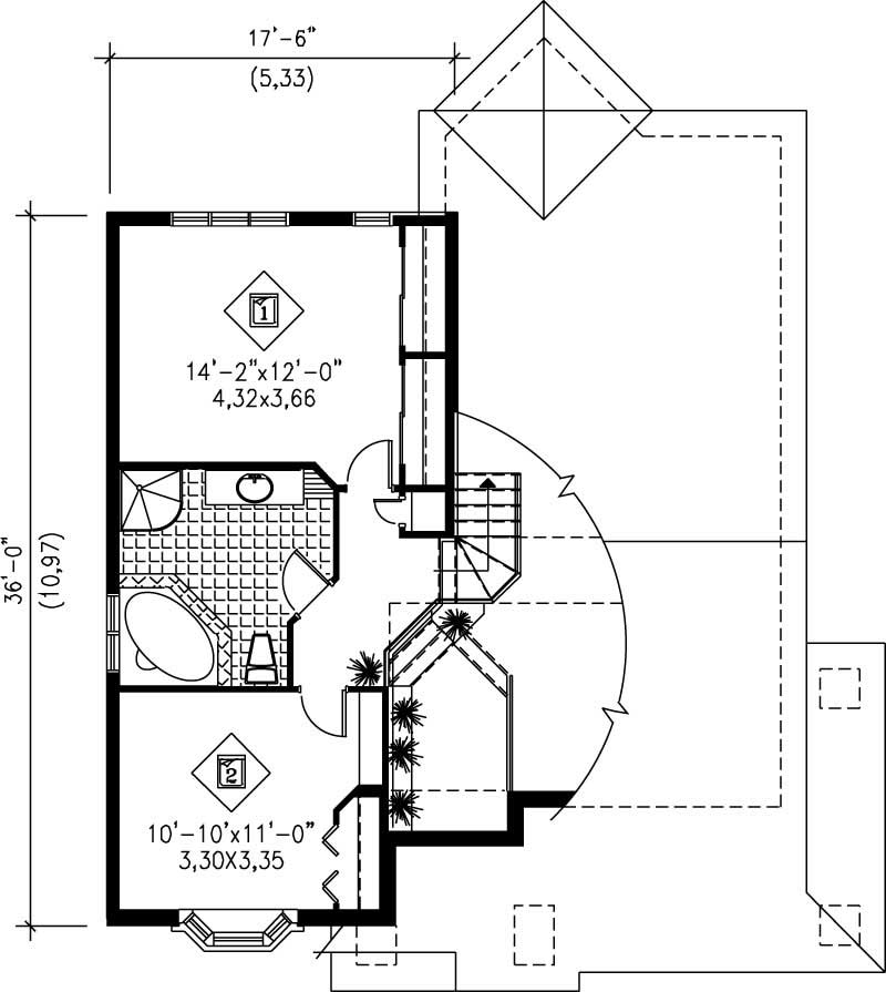 Floor Plan Second Story of Country Plan #157-1332
