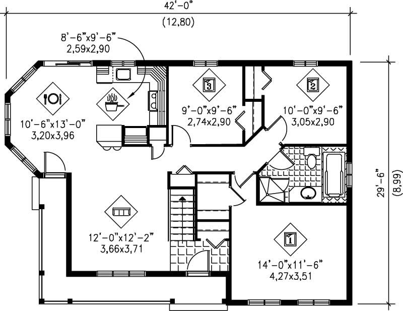 Floor Plan First Story of Ranch Plan #157-1339