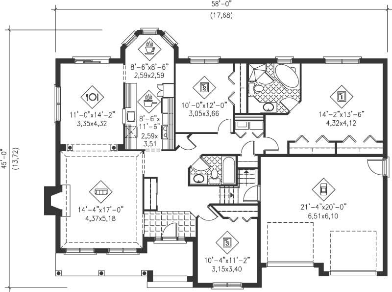Floor Plan First Story of Plan #157-1343