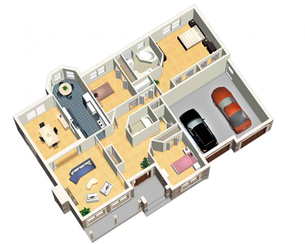 Floor Plan Main Level of Traditional Plan #157-1343