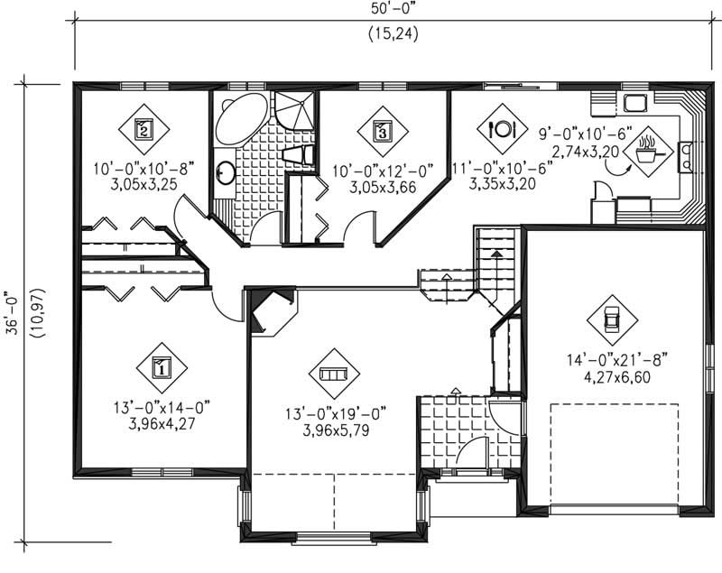 Floor Plan First Story of Craftsman Plan #157-1348
