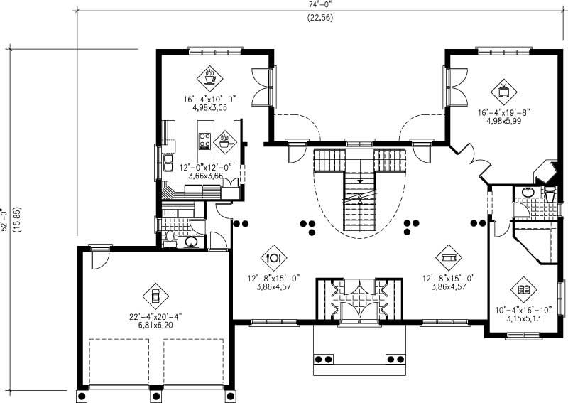 Floor Plan First Story of Luxury Plan #157-1349