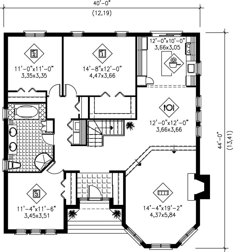 Floor Plan First Story of European Plan #157-1361