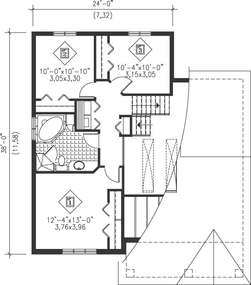 Floor Plan Second Story of Country Plan #157-1377