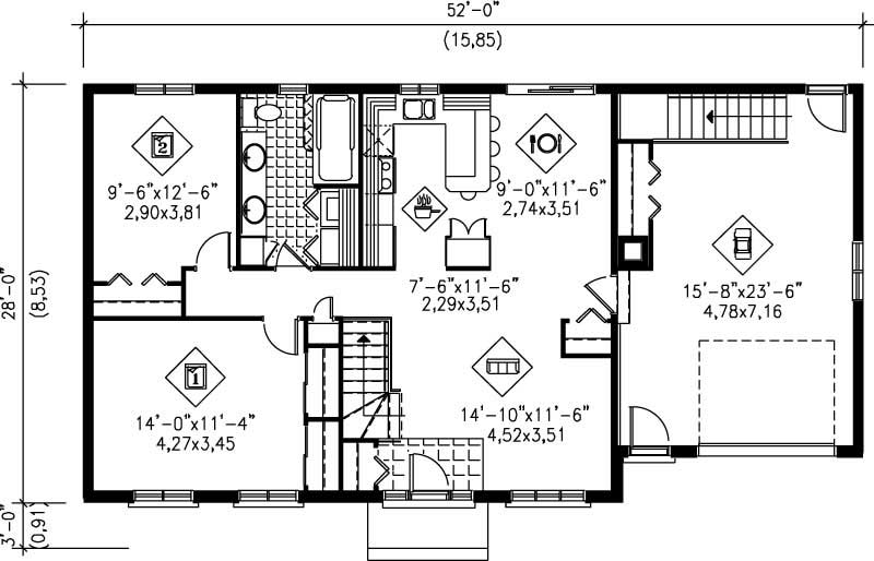 Floor Plan First Story of Ranch Plan #157-1381