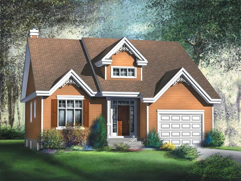 Front elevation of Bungalow home (ThePlanCollection: House Plan #157-1382)