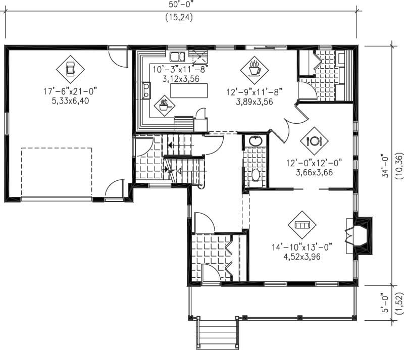 Floor Plan First Story of Multi-Level Plan #157-1384
