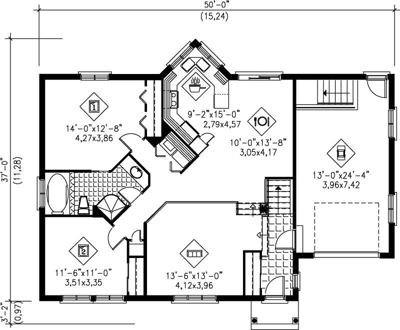 Floor Plan First Story of Colonial Plan #157-1391