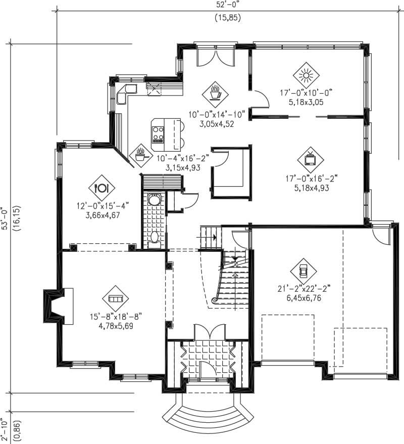 Floor Plan First Story of Multi-Level Plan #157-1401