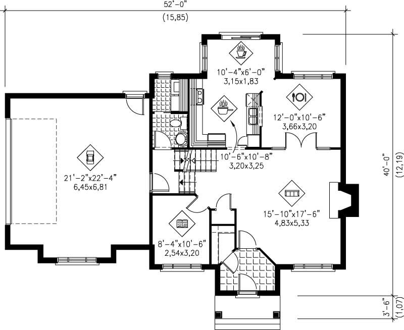 Floor Plan First Story of Multi-Level Plan #157-1402