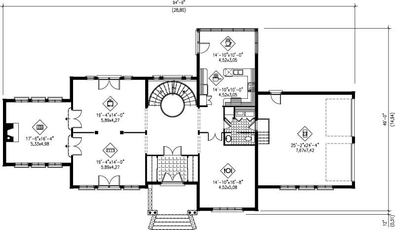 Floor Plan First Story of Multi-Level Plan #157-1403