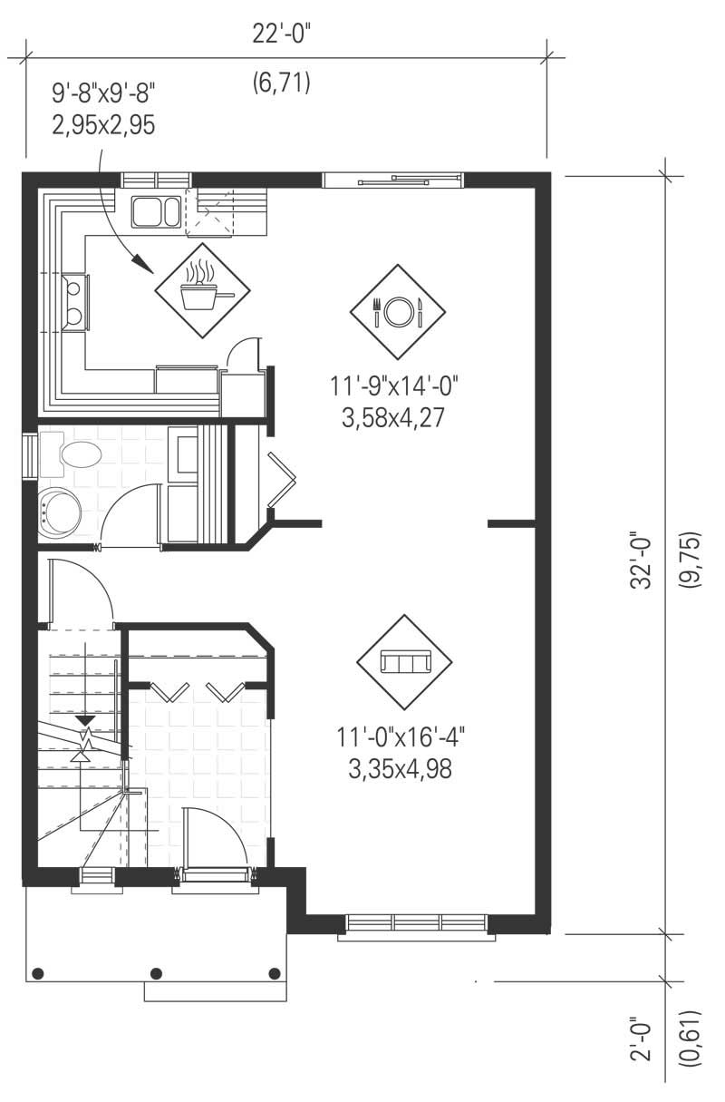 Floor Plan First Story of Ranch Plan #157-1404