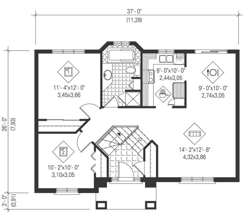 Floor Plan First Story of Craftsman Plan #157-1406