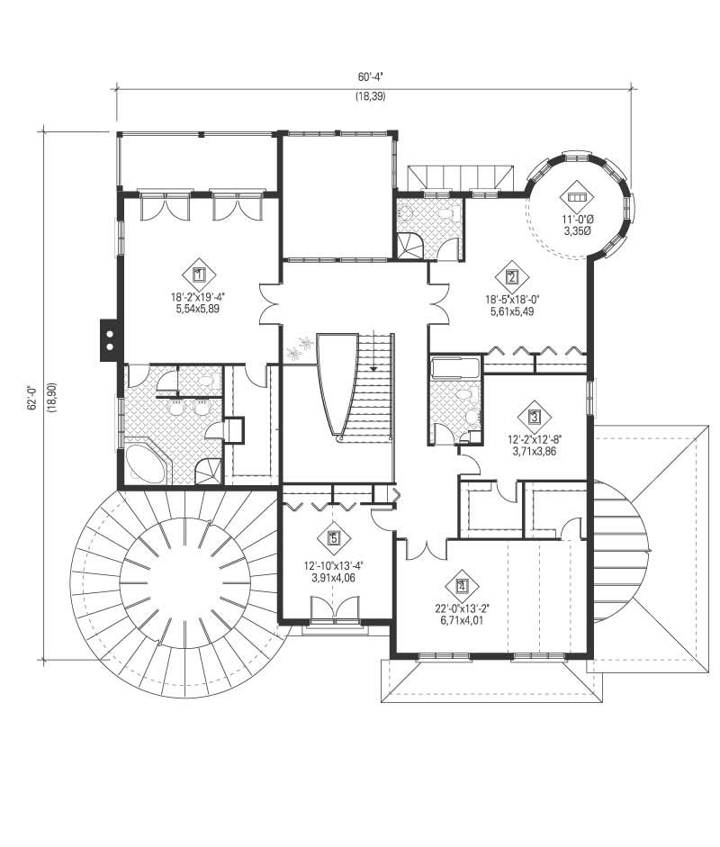 Floor Plan Second Story of Country Plan #157-1409